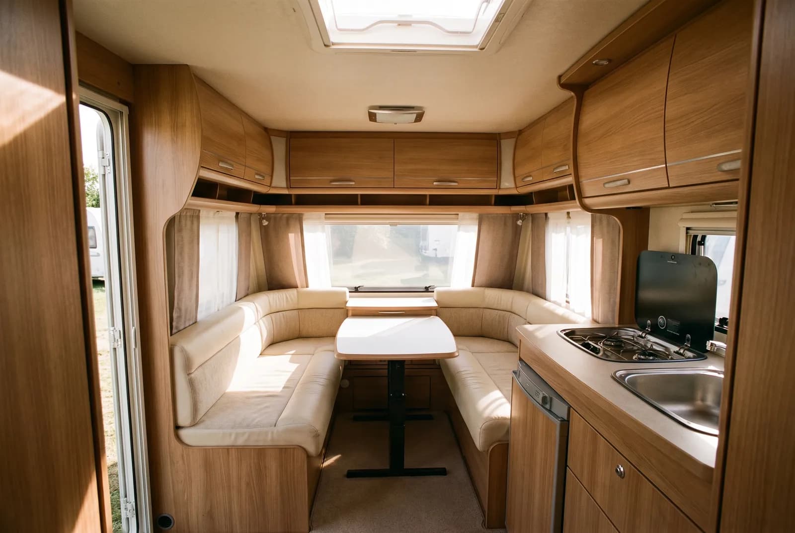 Interieur van een caravan